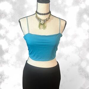 Y2K Style Blue Spaghetti Strap Mini Top